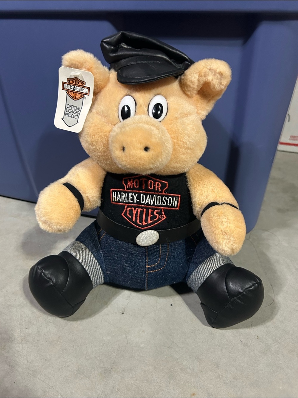 Harley-Davidson Vintage 90s Biker Hog Vest And Hat New Play By Play 11 Inch